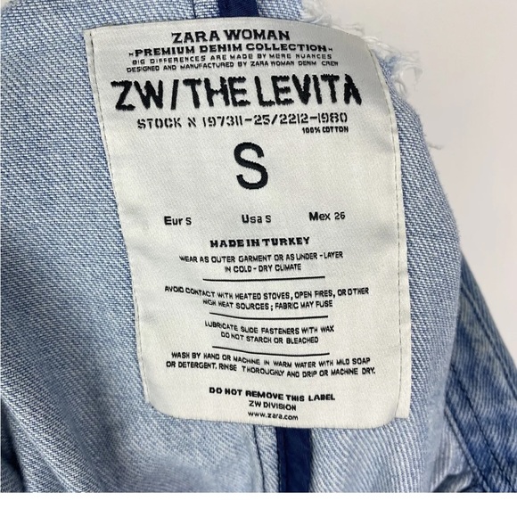 Zara Distressed Denim Long Jacket - Picture 4 of 10